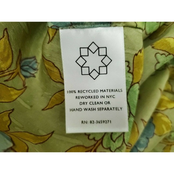 RENTRAYAGE WOMENS SIZE 2 TIE BACK RUFFLE HEM YELLOW FLORAL SILK DRESS MSRP 1250 - Picture 7 of 7